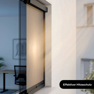 Custom-made exterior roller blind for windows | Grey | Drill-free installation
