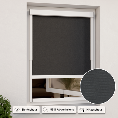 Außenrollo für Fenster | Weiß Sichtschutz | in Rasterbreite | Montage ohne Bohren