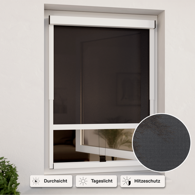 Außenrollo für Fenster | Weiß Lichtdurchlässig | in Rasterbreite | Montage ohne Bohren